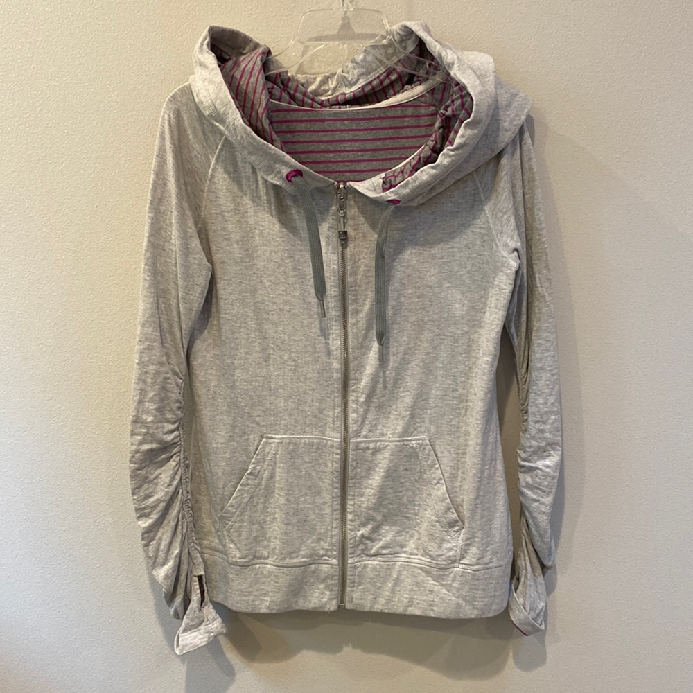 Lululemon reversible light grey magenta stripe hoodie